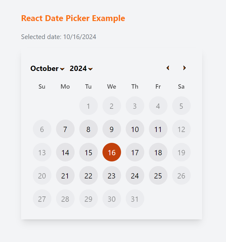 Customized react day picker calendar