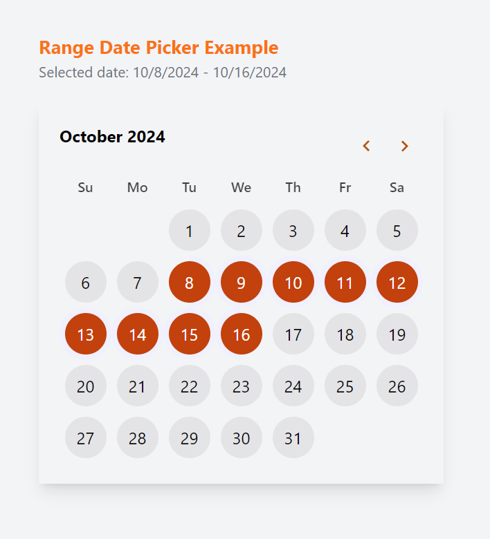 Customized react day picker calendar